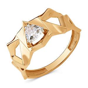 Кольцо из красного золота с фианитом