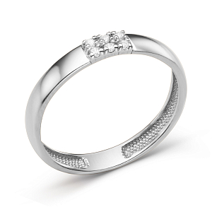 Кольцо из белого золота с фианитами