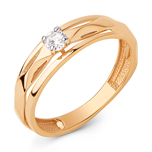 Кольцо из красного золота с фианитом