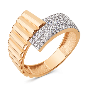 Кольцо из красного золота с фианитами