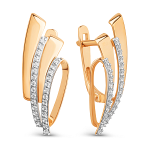 Серьги из красного золота с фианитами