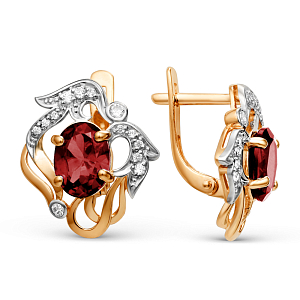 Серьги из красного золота с гранатами