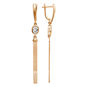 Серьги из красного золота с фианитами