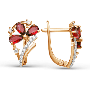 Серьги из красного золота с гранатами