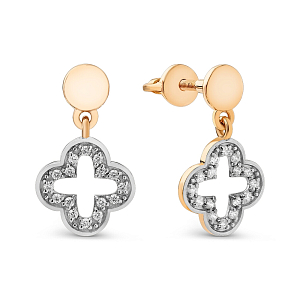 Серьги из красного золота с фианитами