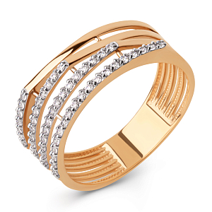 Кольцо из красного золота с фианитами