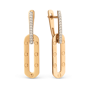 Серьги из красного золота с фианитами