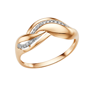 Кольцо из красного золота с фианитами