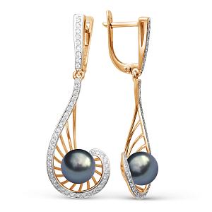 Серьги из красного золота с фианитами