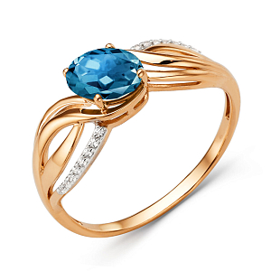 Кольцо из красного золота с лондон топазом