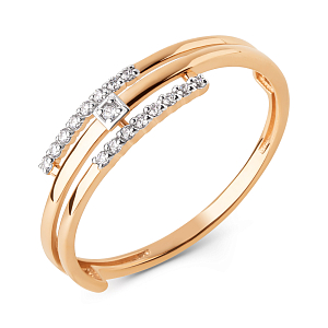 Кольцо из красного золота с фианитами