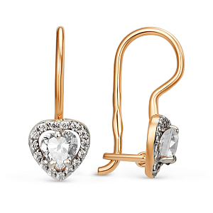 Серьги детские из красного золота с фианитами