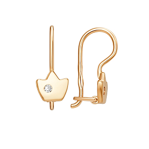 Серьги детские из красного золота с фианитами