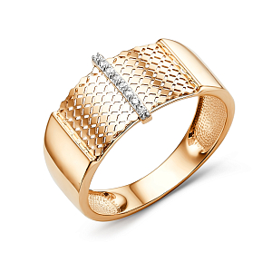 Кольцо из красного золота с фианитами