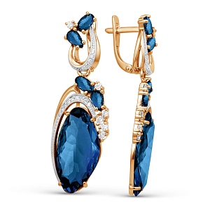 Серьги из красного золота с лондон топазами