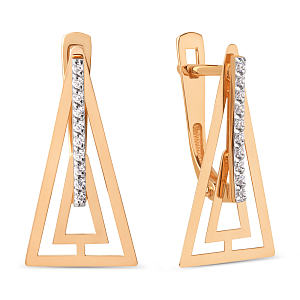 Серьги из красного золота с фианитами