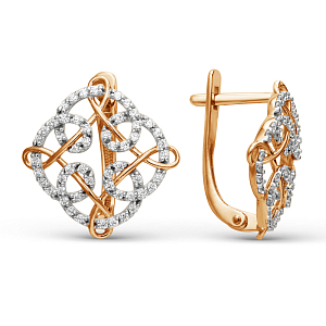 Серьги из красного золота с фианитами