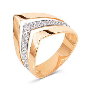 Кольцо из красного золота с фианитами