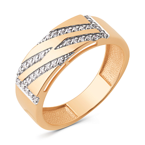 Кольцо из красного золота с фианитами