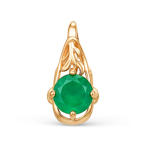 Подвеска из красного золота с зеленым агатом