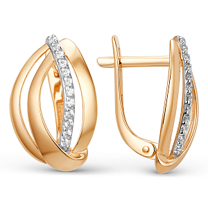 Серьги из красного золота с фианитами