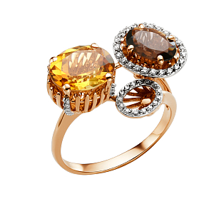 Кольцо из красного золота с цитрином