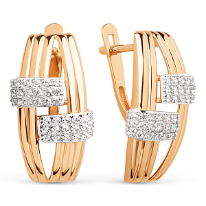 Серьги из красного золота с фианитами