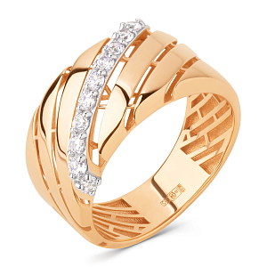 Кольцо из красного золота с фианитами