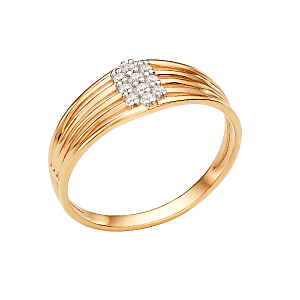 Кольцо из красного золота с фианитами