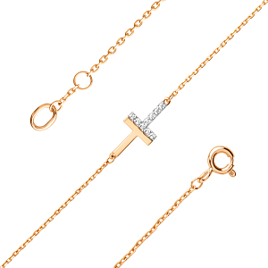 Браслет из красного золота с фианитами