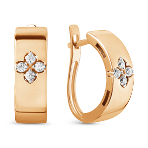 Серьги из красного золота с фианитами