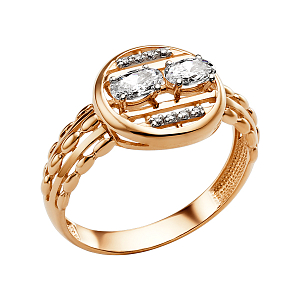 Кольцо из красного золота с фианитами