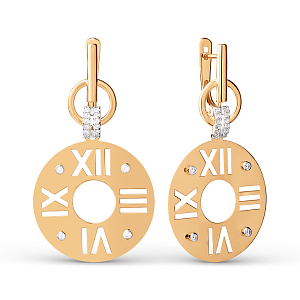 Серьги из красного золота с фианитами