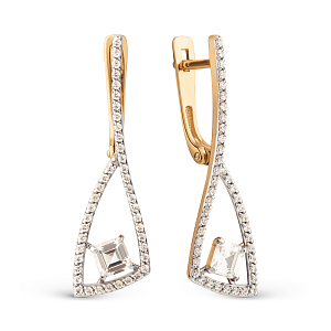 Серьги из красного золота с фианитами