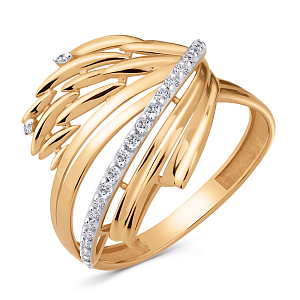 Кольцо из красного золота с фианитами