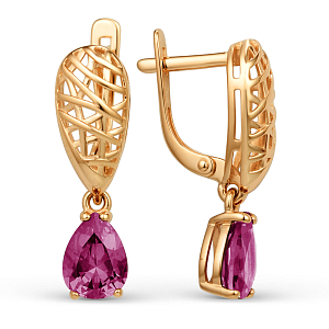 Серьги из красного золота с корундами