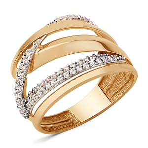 Кольцо из красного золота с фианитами