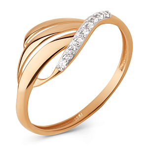 Кольцо из красного золота с фианитами