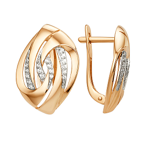 Серьги из красного золота с фианитами