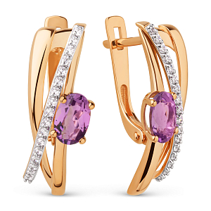 Серьги из красного золота с аметистами