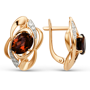 Серьги из красного золота с гранатами