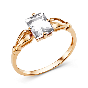 Кольцо из красного золота с фианитом