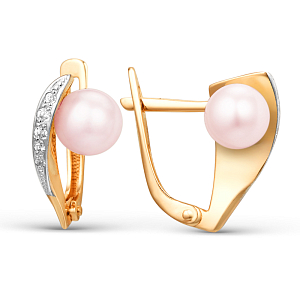 Серьги из красного золота с фианитами