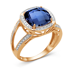 Кольцо из красного золота с корундом