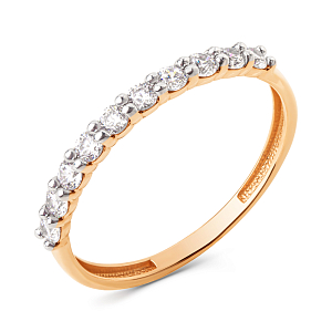 Кольцо из красного золота с фианитами