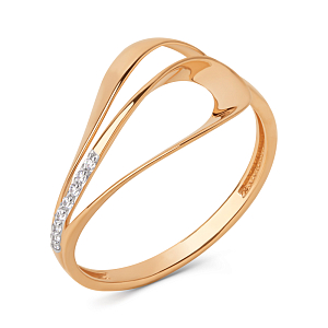 Кольцо из красного золота с фианитами