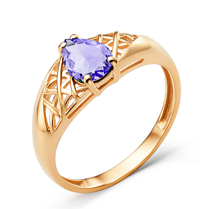 Кольцо из красного золота с аметистом