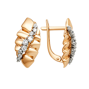 Серьги из красного золота с фианитами