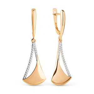 Серьги из красного золота с фианитами