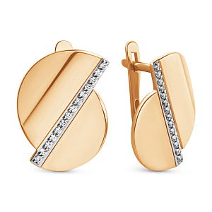 Серьги из красного золота с фианитами